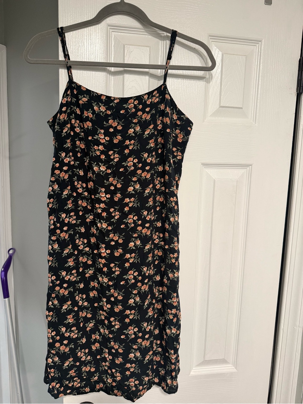 American Eagle Outfitters Black Mini Dress with Peach Floral Print